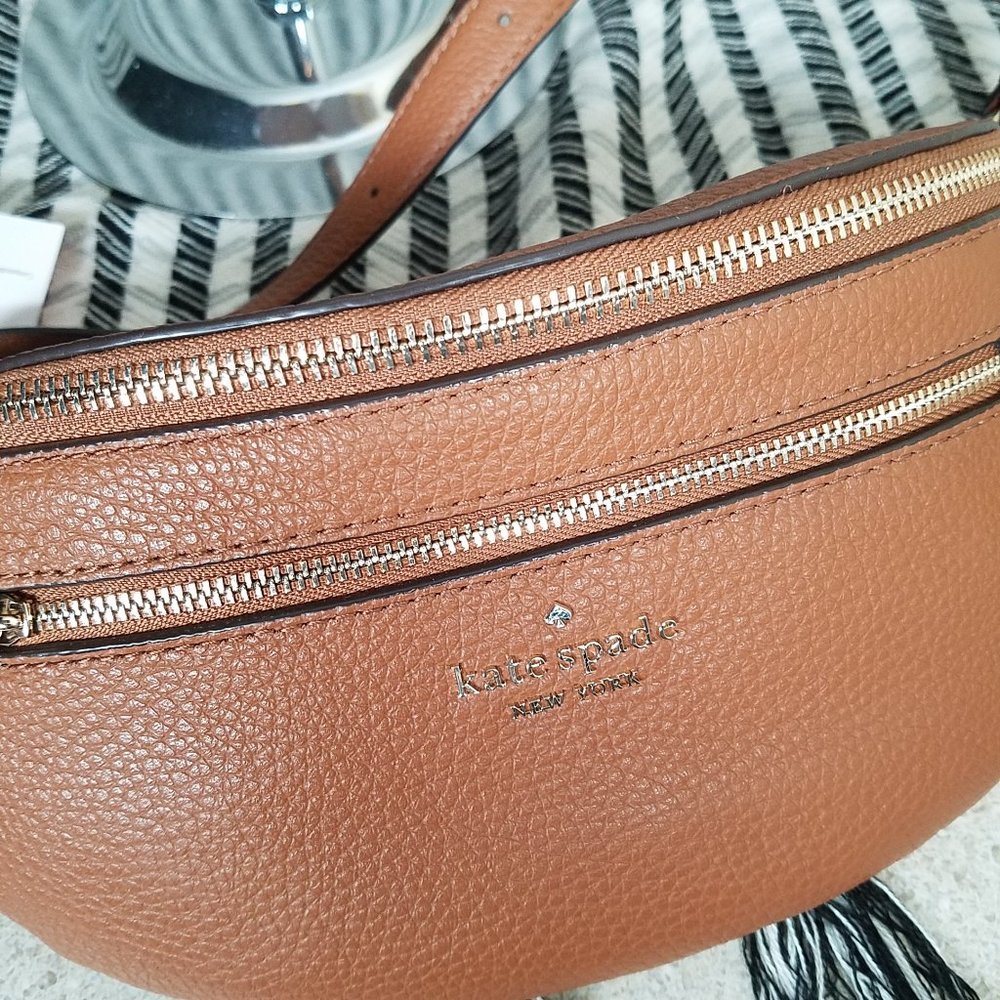 MAKE AN OFFER kate spade warm gingerbread leather belt waist fanny leila bag - Picture 4 of 8